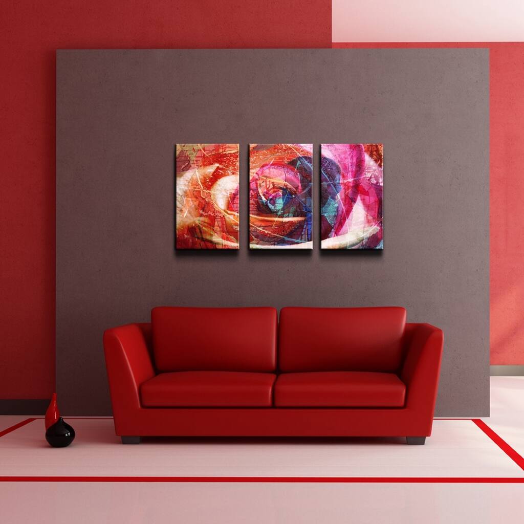 Ready2HangArt 'Abstract Rose' 3-piece Canvas Wall Art