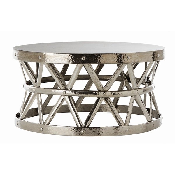 Shop Hammered Drum Cross Silver Coffee Table - Overstock ...