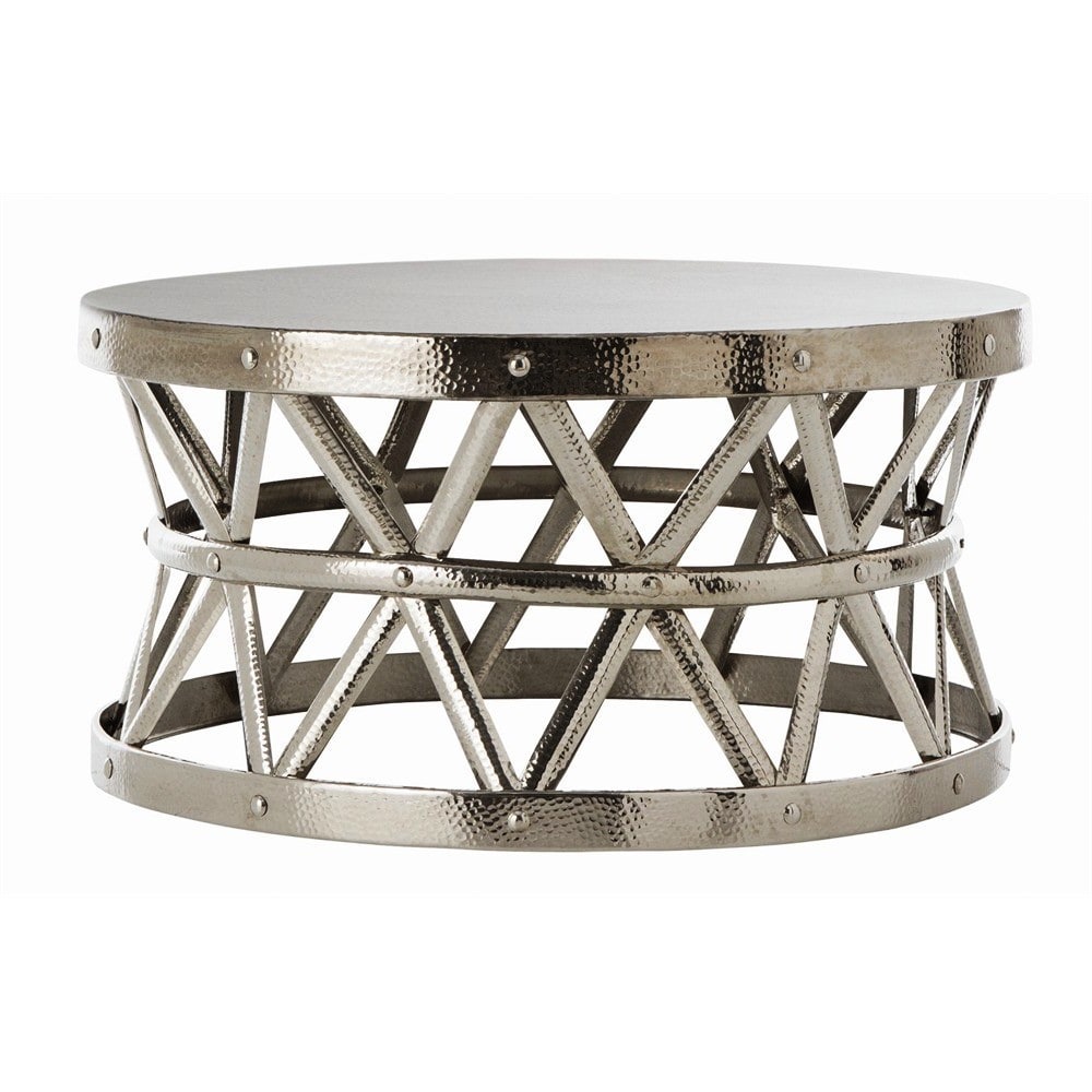 Hammered Drum Cross Silver Coffee Table - Free Shipping Today Hammered Drum Cross Silver Coffee Table - Hammered Drum Cross Silver Coffee Table - Free Shipping Today