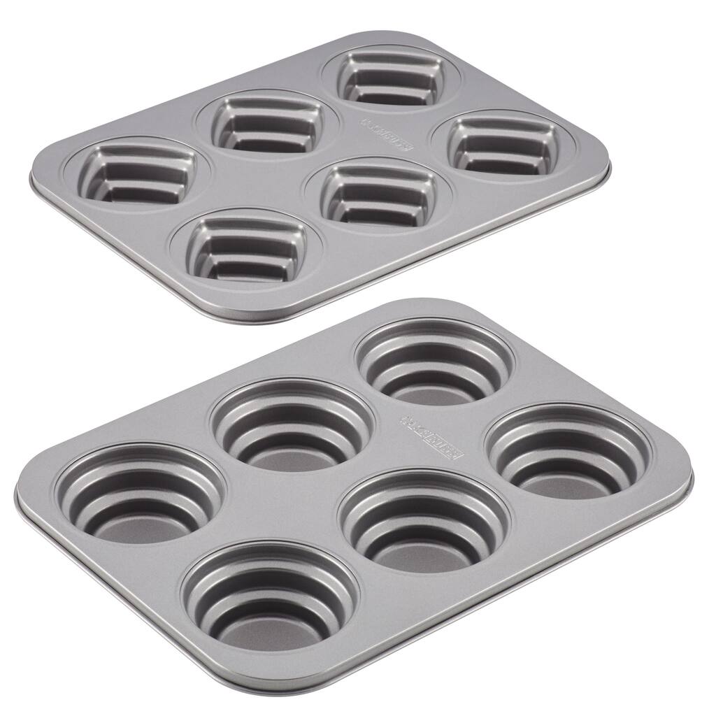 Cake Boss Novelty Nonstick Bakeware 2-piece Round and Square Stacked Cakelette Pan Set