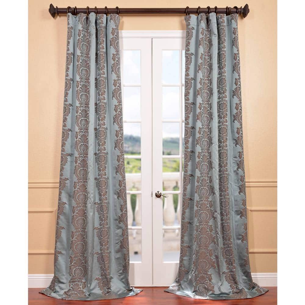 Exclusive Fabrics Surrey Aqua Jacquard Faux Silk Curtain (1 Panel)