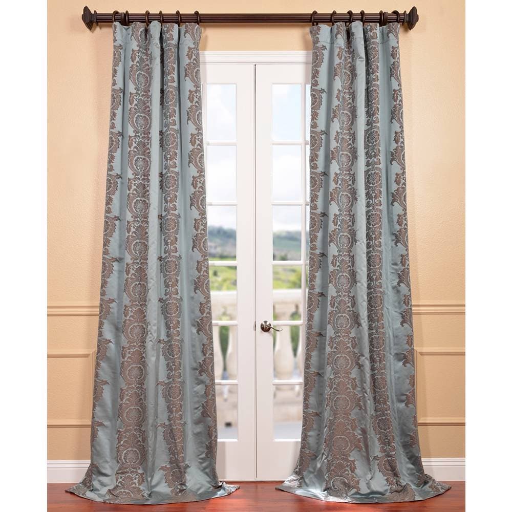 Surrey Aqua Jacquard Faux Silk Curtain