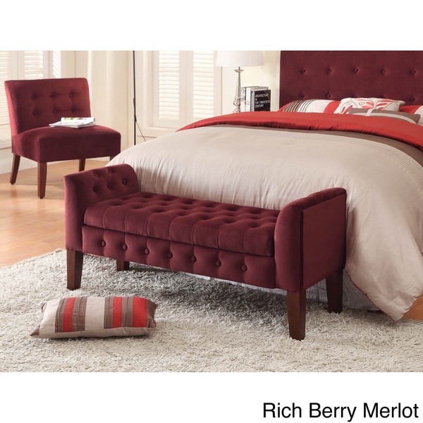 Shop HomePop Velvet Tufted Storage Bench / Settee - On Sale - Free