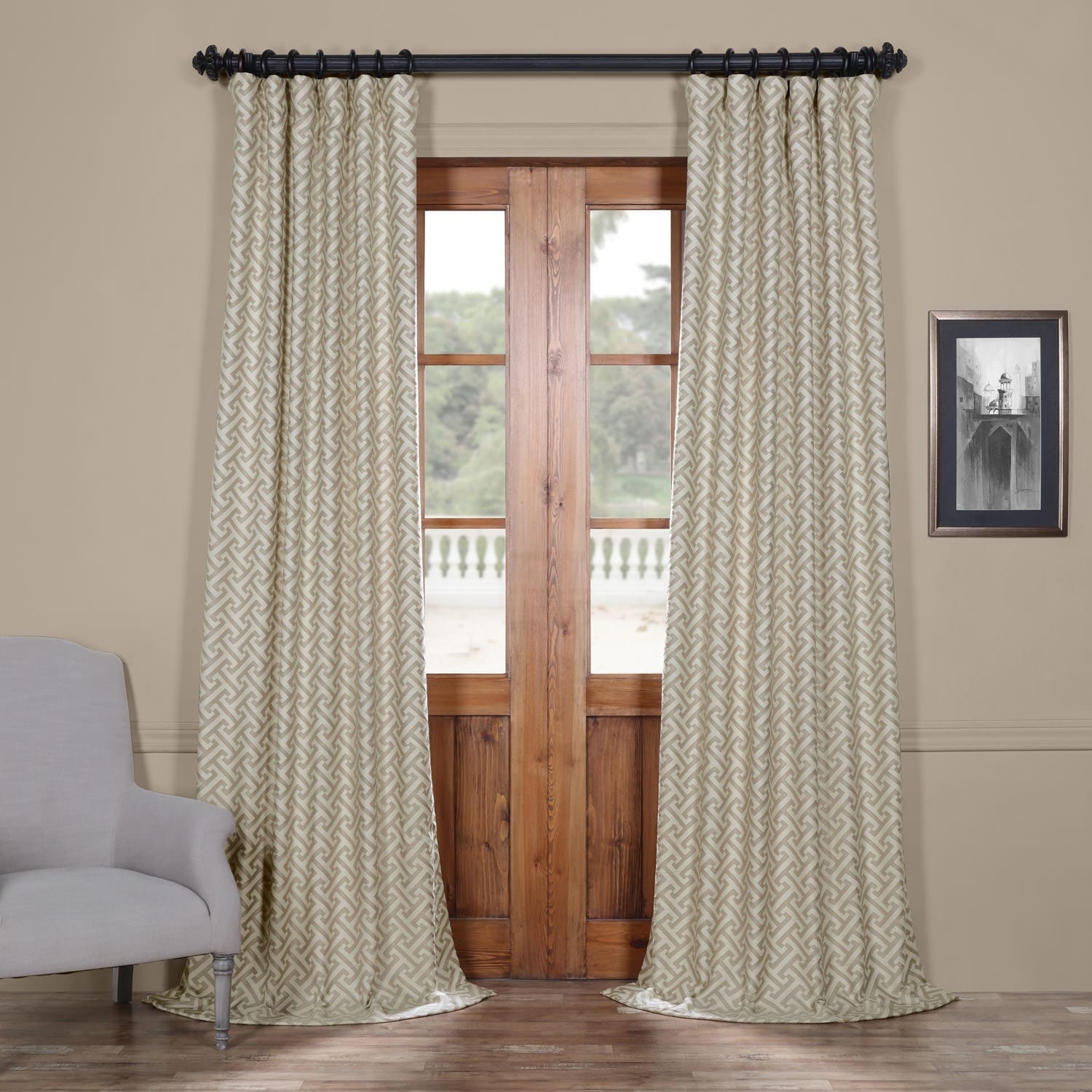 Zeus Stone Embroidered Jacquard Curtain Panel