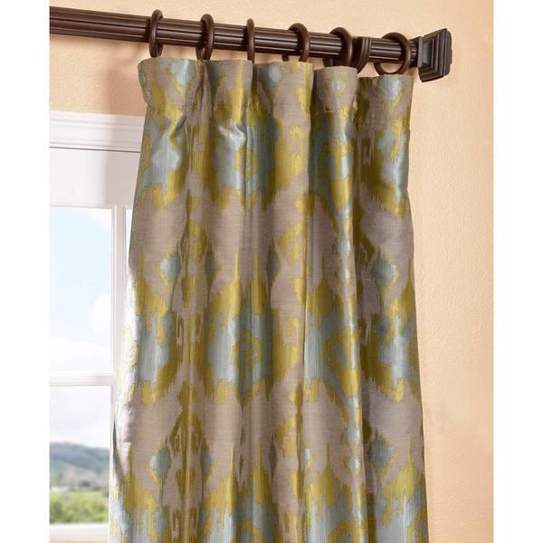 Shop Exclusive Fabrics Borneo Peacock Blue Ikat Jacquard Curtain