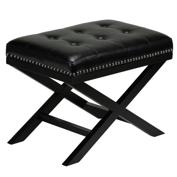 Black Traditional Cross Leg X style Bench Ottoman   Shopping