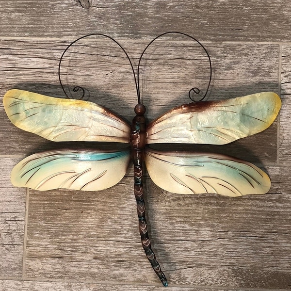 Handmade Metal and Capiz Dragonfly Wall Decor