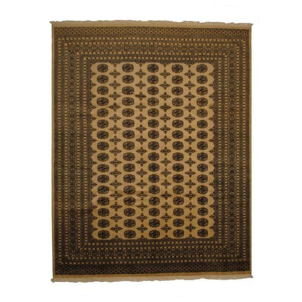 Herat Oriental Pakistani Hand knotted Bokhara Beige/ Black Wool Rug (5