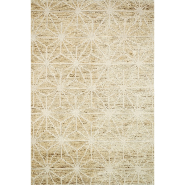 Hand-knotted Natural/ Ivory Contemporary Geometric Wool/ Jute Area Rug - 9'6 x 13'6