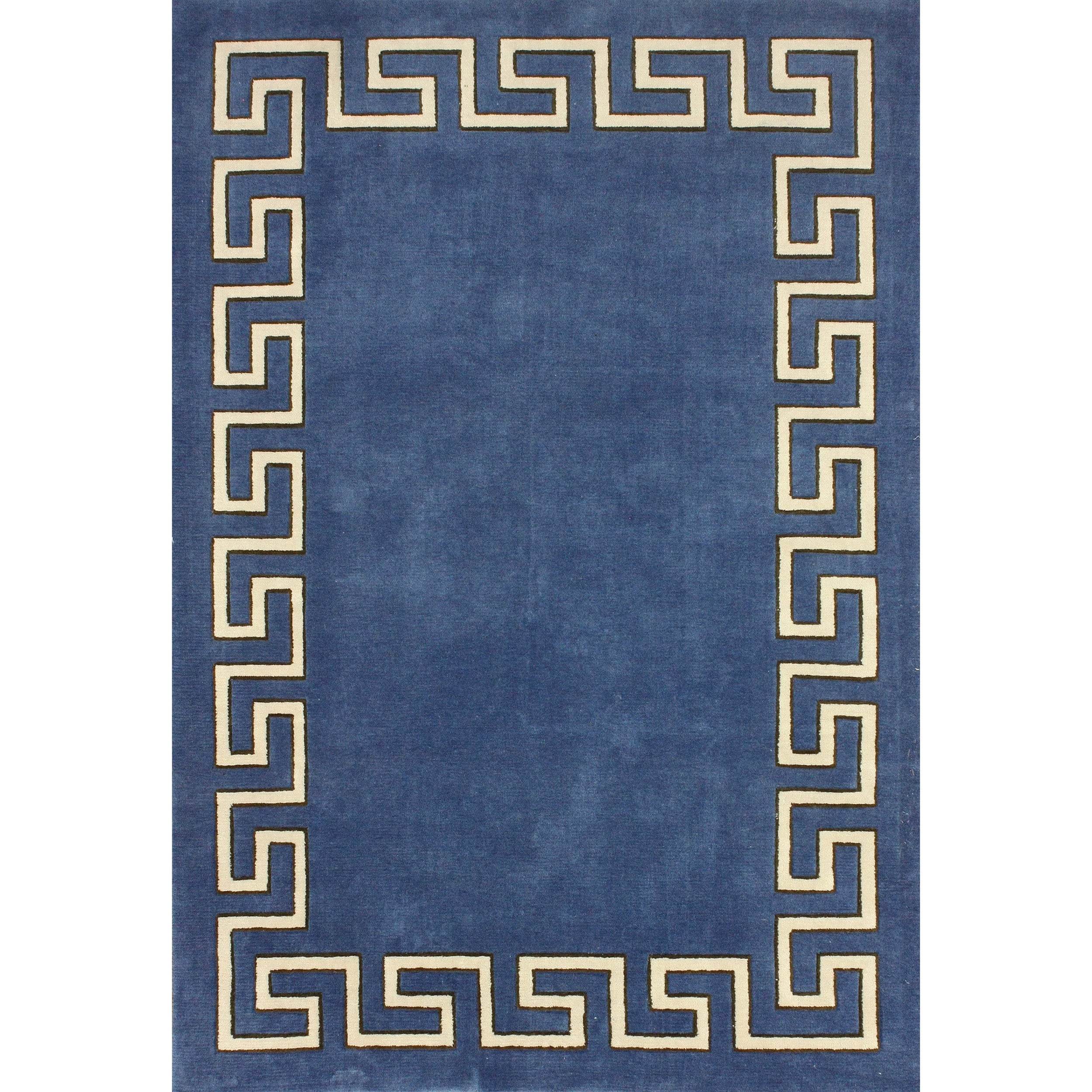 Nuloom Modern Geo Border Blue Rug (5 X 8)