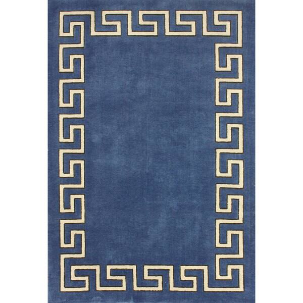 nuLOOM Modern Geo Border Blue Rug (5' x 8') - 5' x 8' - Bed Bath ...