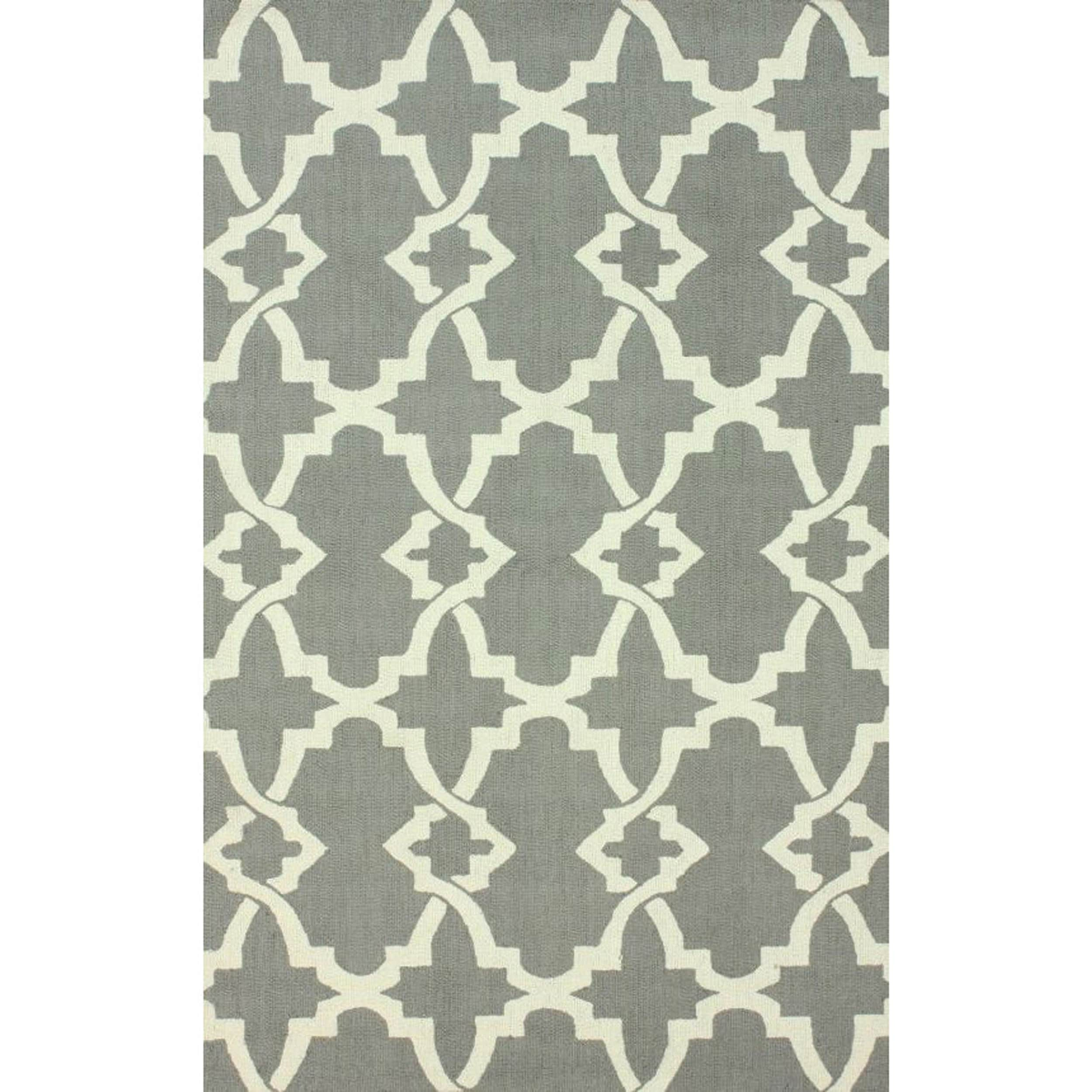 Nuloom Handmade Modern Trellis Grey Wool Rug (76 X 96)