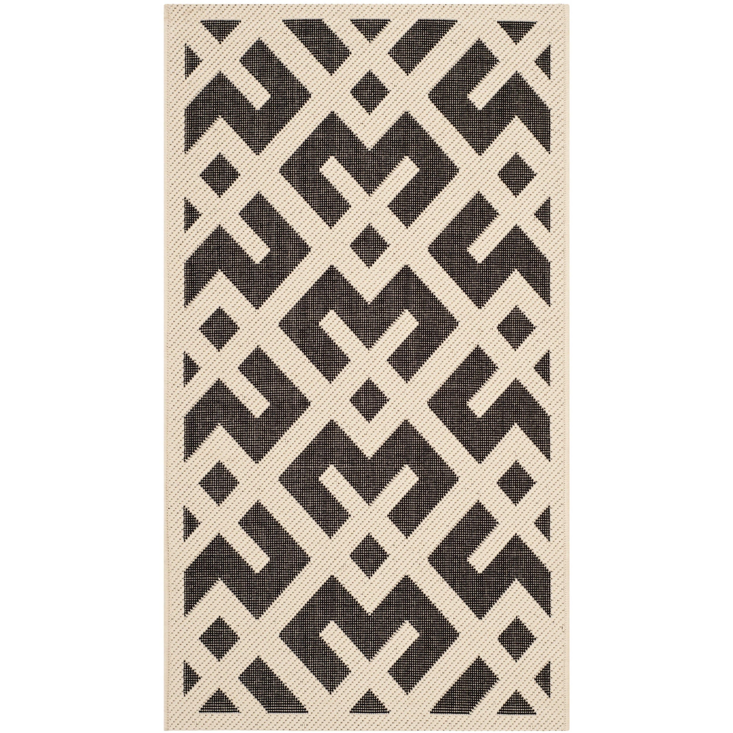 Safavieh Indoor/ Outdoor Courtyard Beige/ Black Rug (2 X 37)