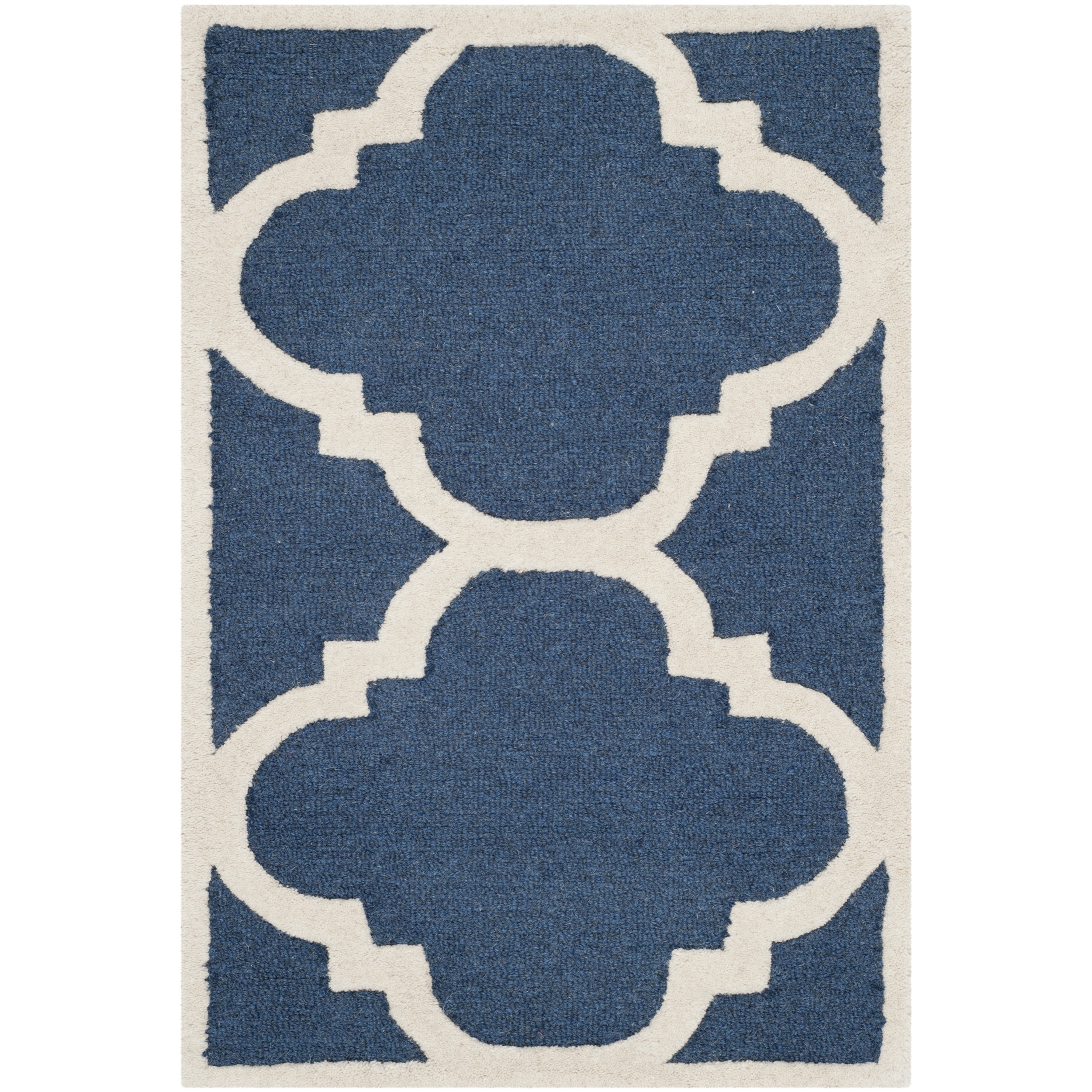 Safavieh Handmade Moroccan Cambridge Navy/ Ivory Wool Accent Rug (26 X 4)