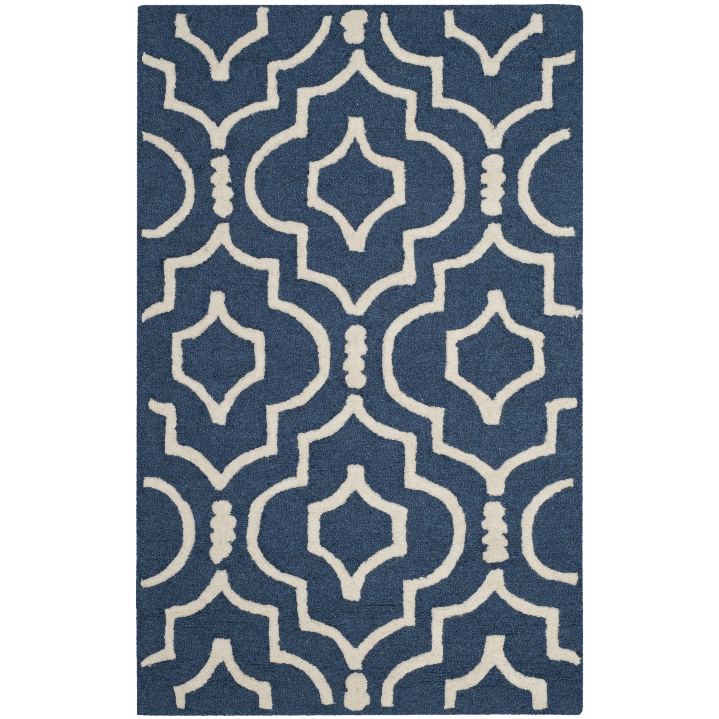 Safavieh Handmade Moroccan Cambridge Trellis pattern Navy/ Ivory Wool Rug (26 X 4)