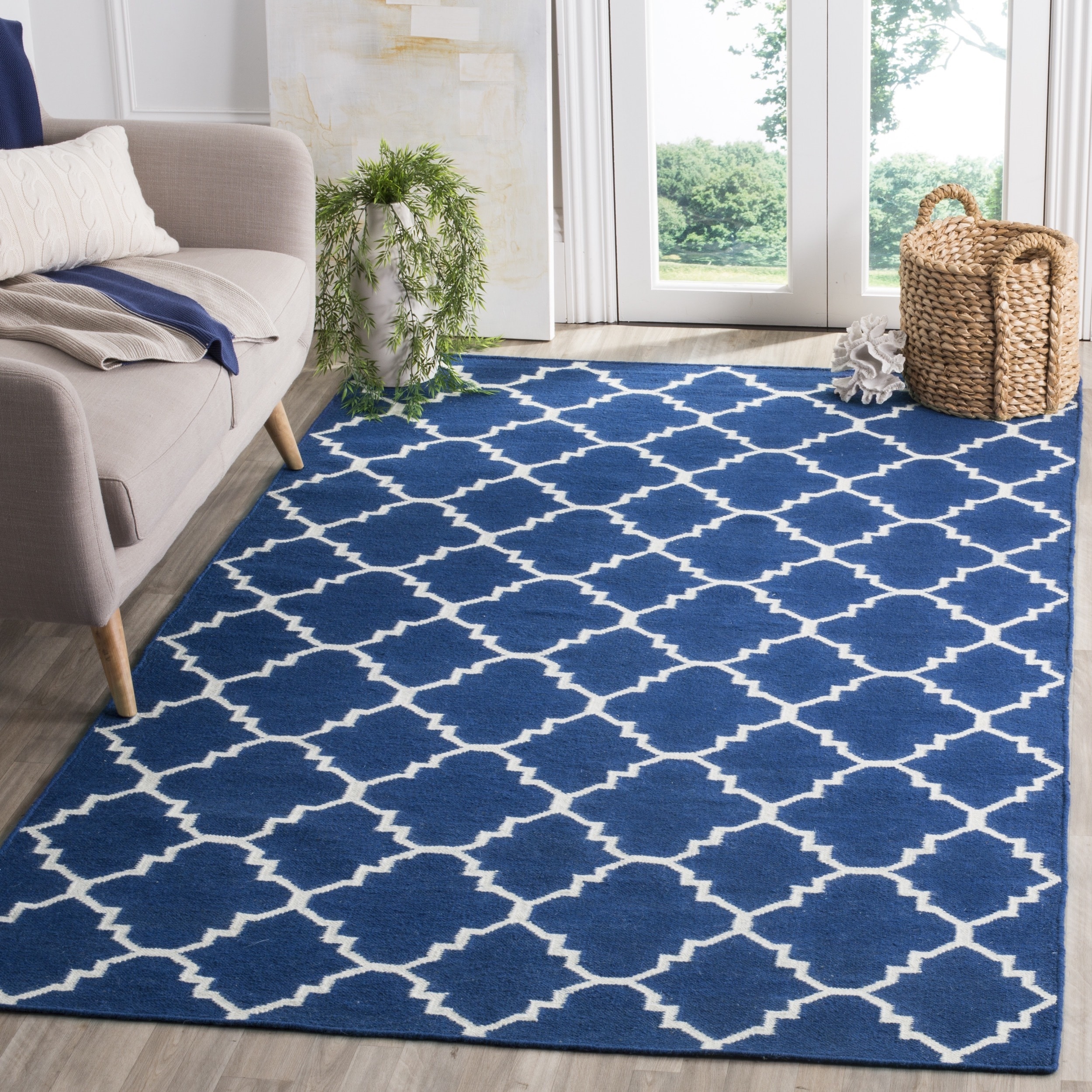 Safavieh Handwoven Moroccan Dhurries Dark Blue Wool Area Rug (26 X 4)