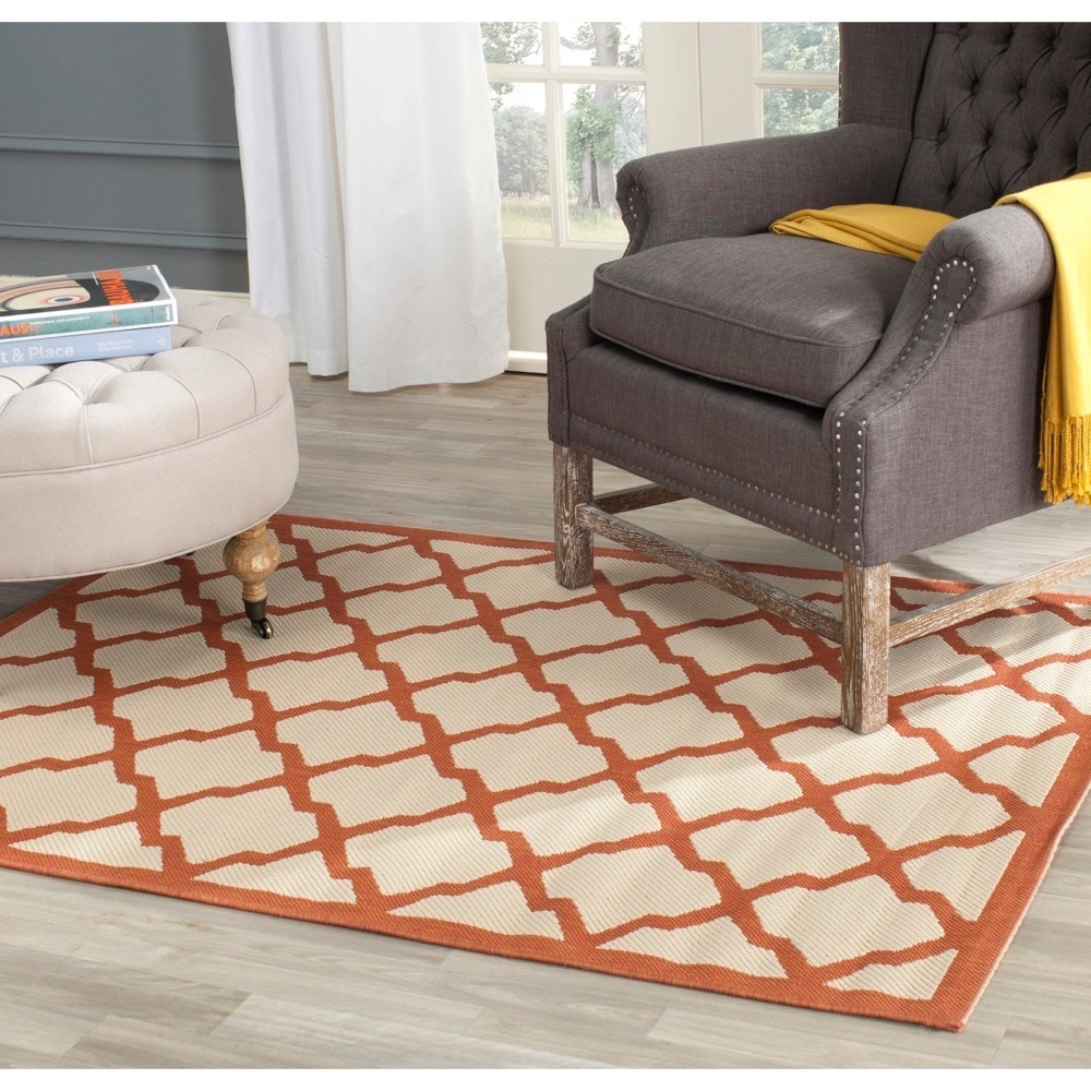 Safavieh Indoor/ Outdoor Courtyard Beige/ Terracotta Rug (27 X 5)