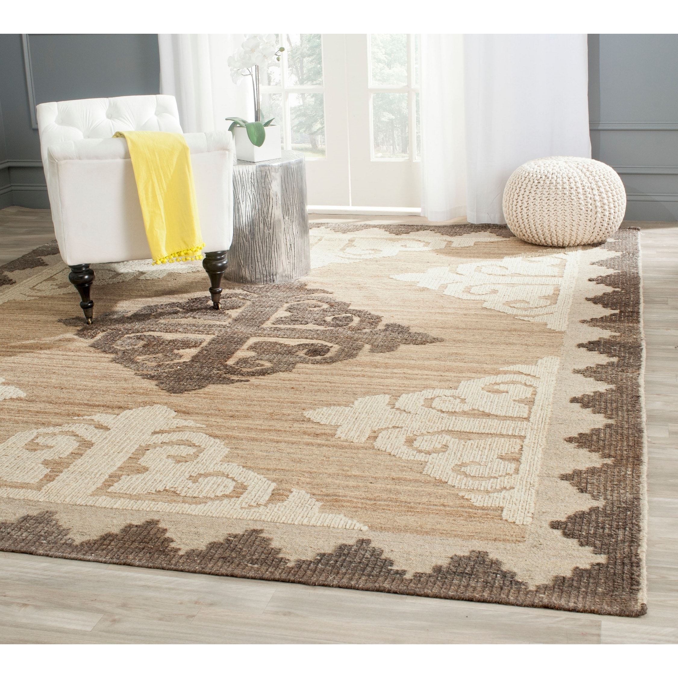 Safavieh Handmade Kenya Brown/ Charcoal Wool Rug (4 X 6)