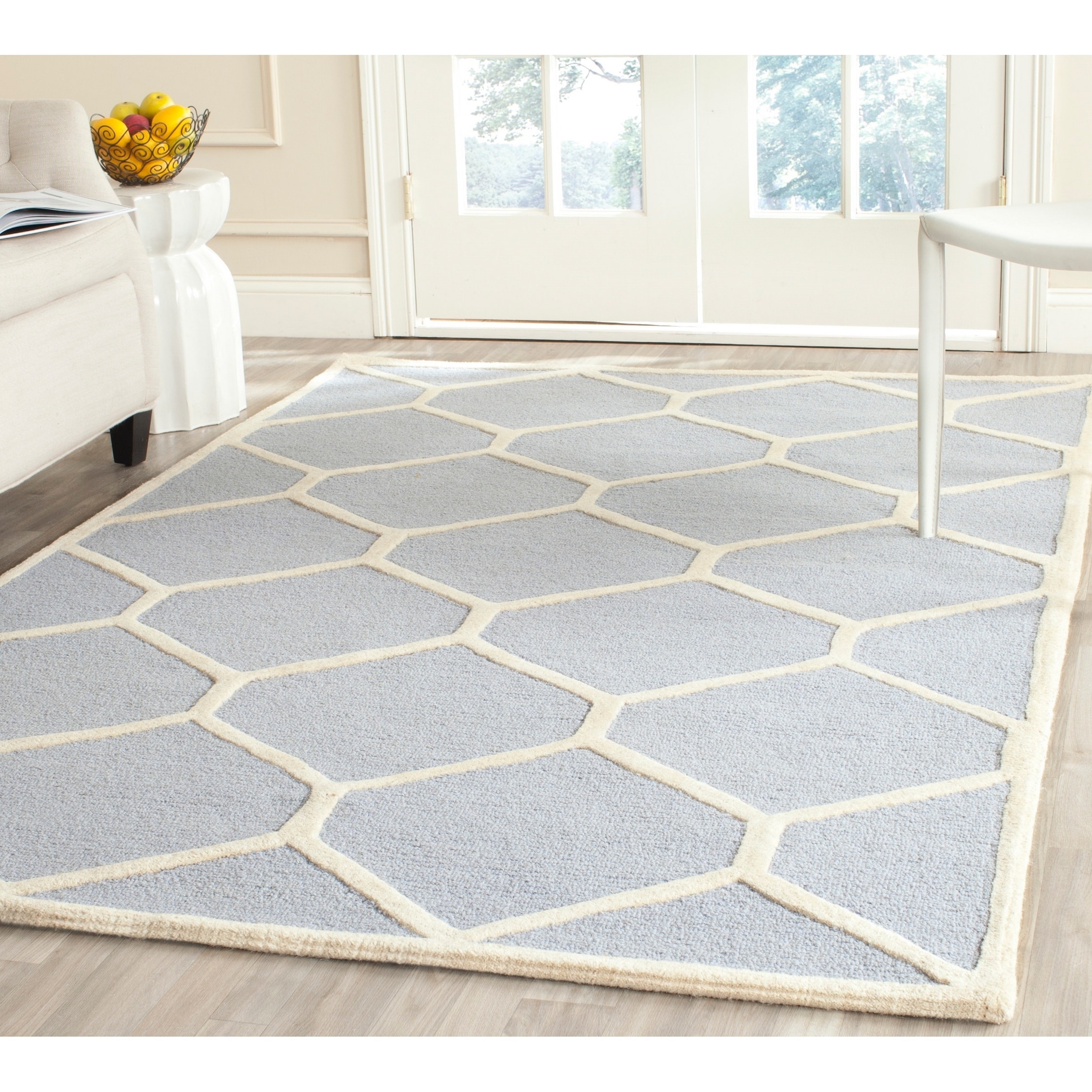 Safavieh Handmade Moroccan Cambridge Light Blue/ Ivory Wool Indoor Rug (8 X 10)