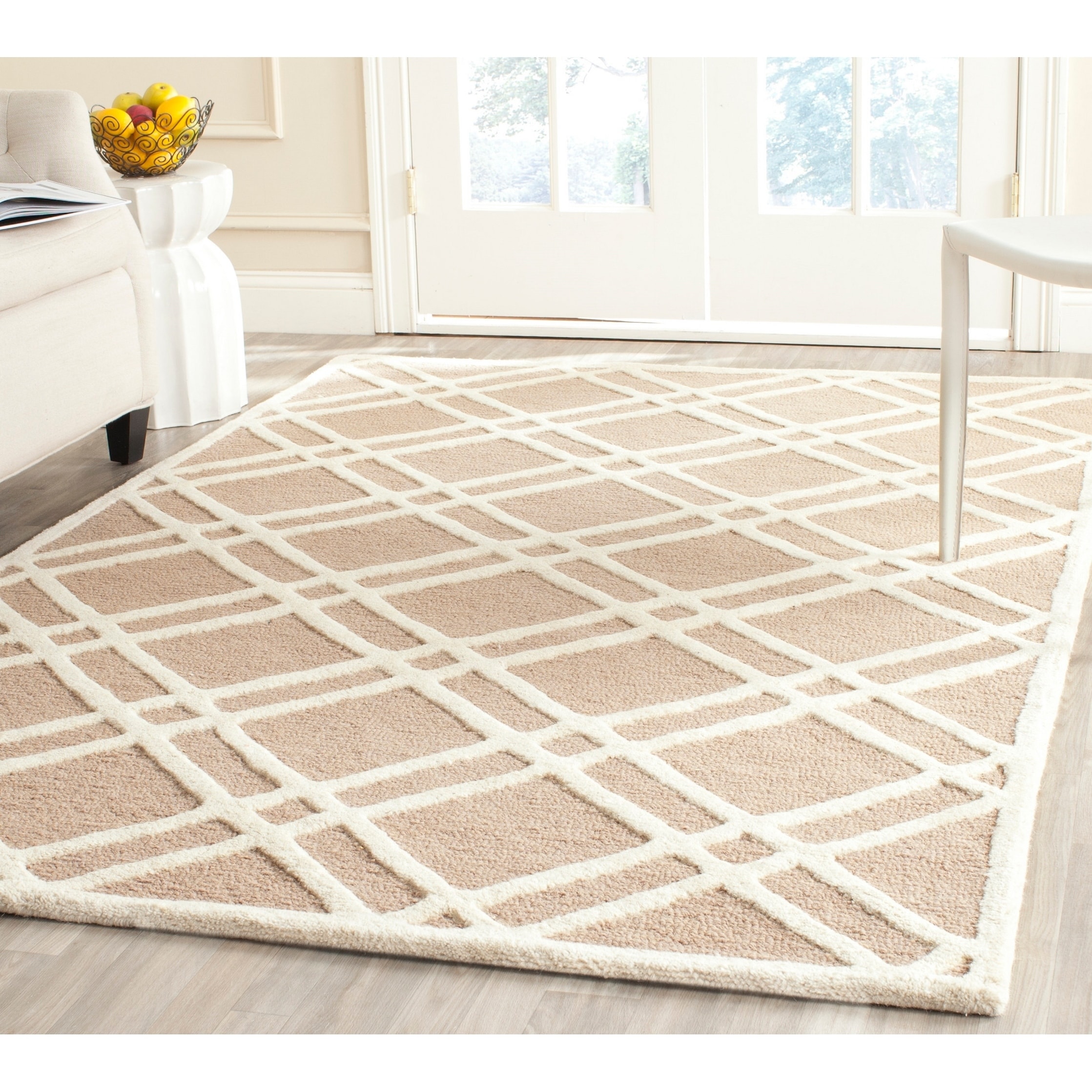 Safavieh Handmade Moroccan Cambridge Crisscross pattern Beige/ Ivory Wool Rug (9 X 12)