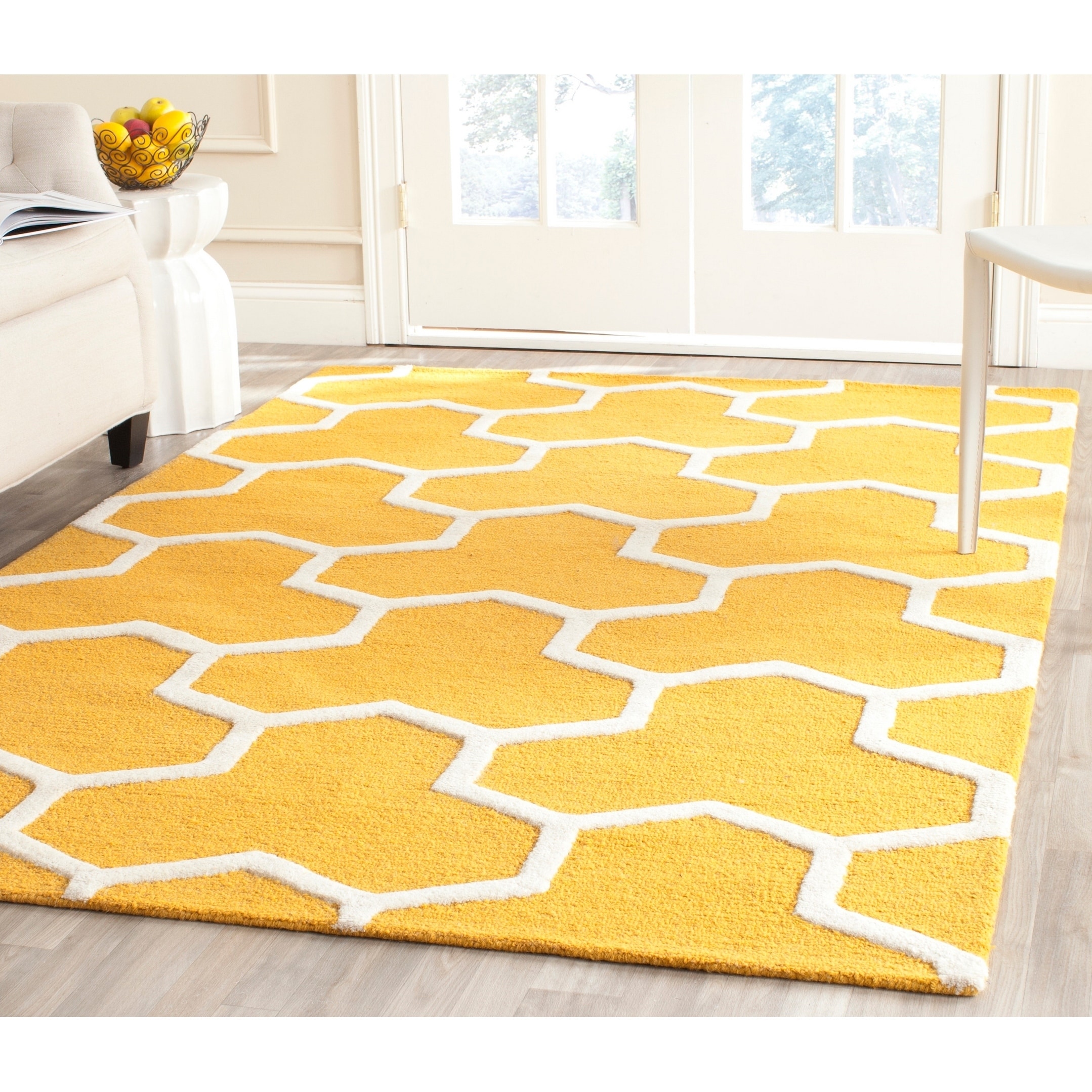 Safavieh Handmade Moroccan Cambridge Gold/ Ivory Wool Rug With High/ Low Construction (9 X 12)