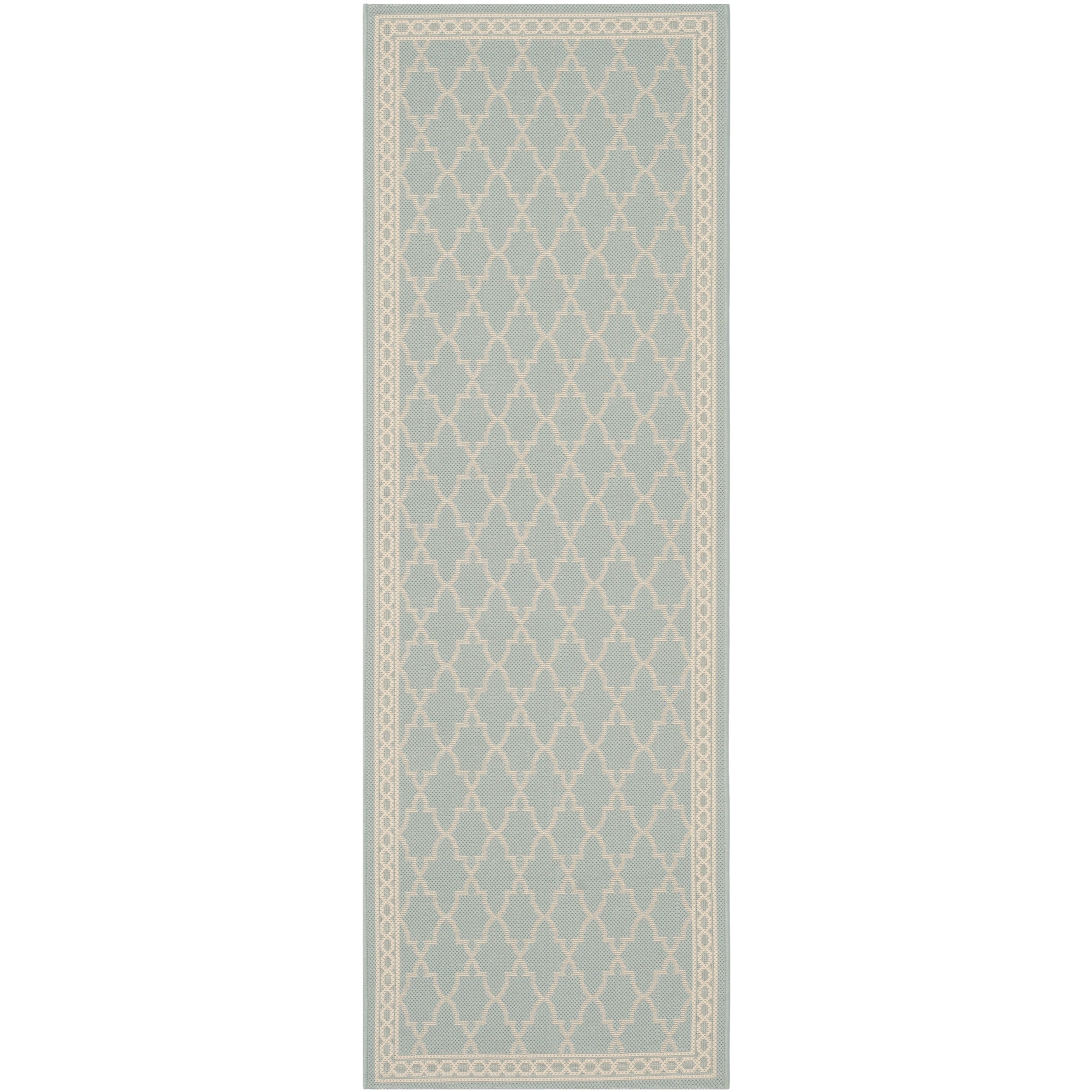 Safavieh Indoor/ Outdoor Courtyard Aqua/ Beige Rug (23 X 67)