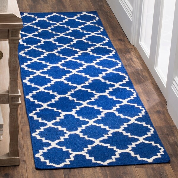 Shop Safavieh Handwoven Moroccan Reversible Dhurries Dark Blue Wool