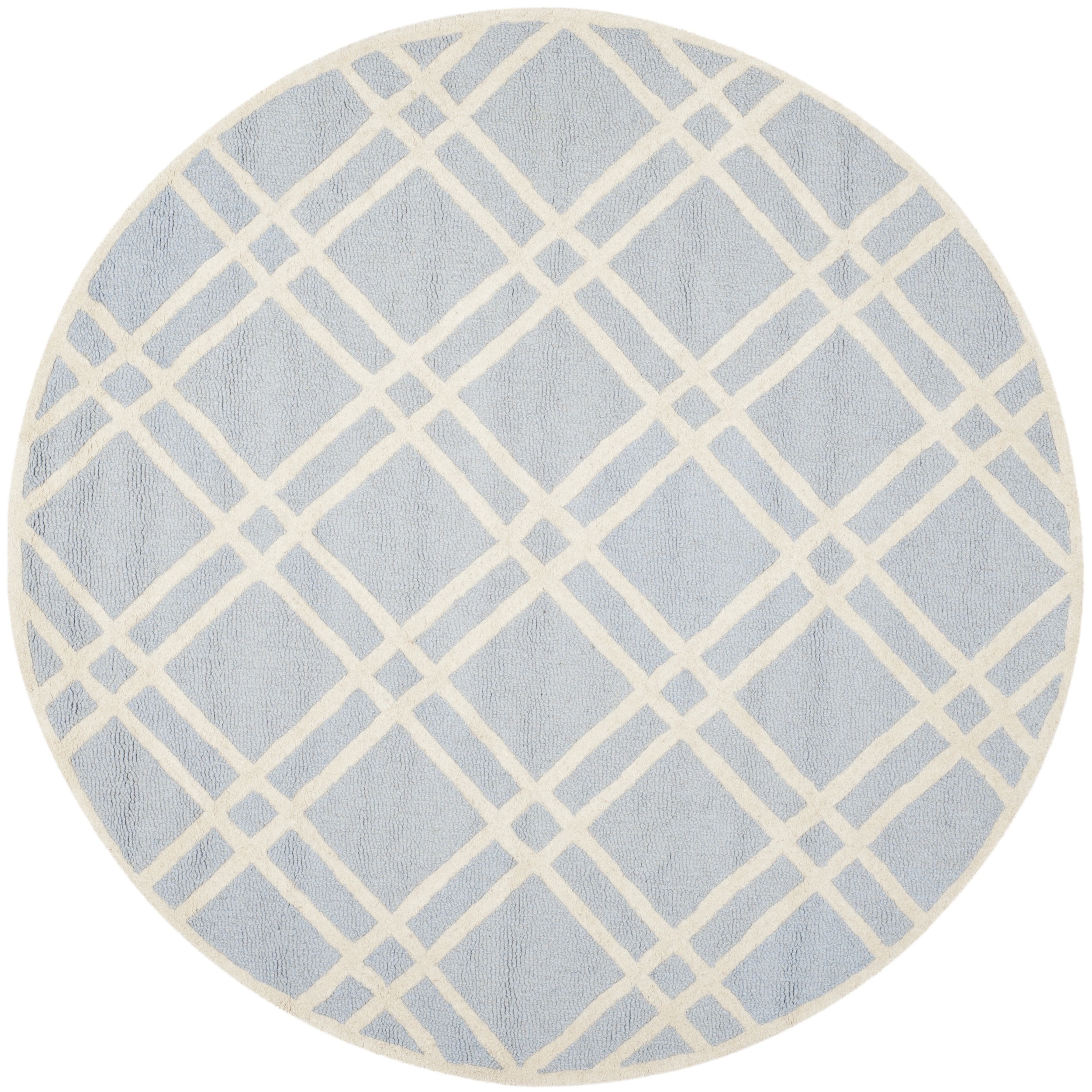 Safavieh Handmade Moroccan Cambridge Contemporary Light Blue/ Ivory Wool Rug (6 Round)