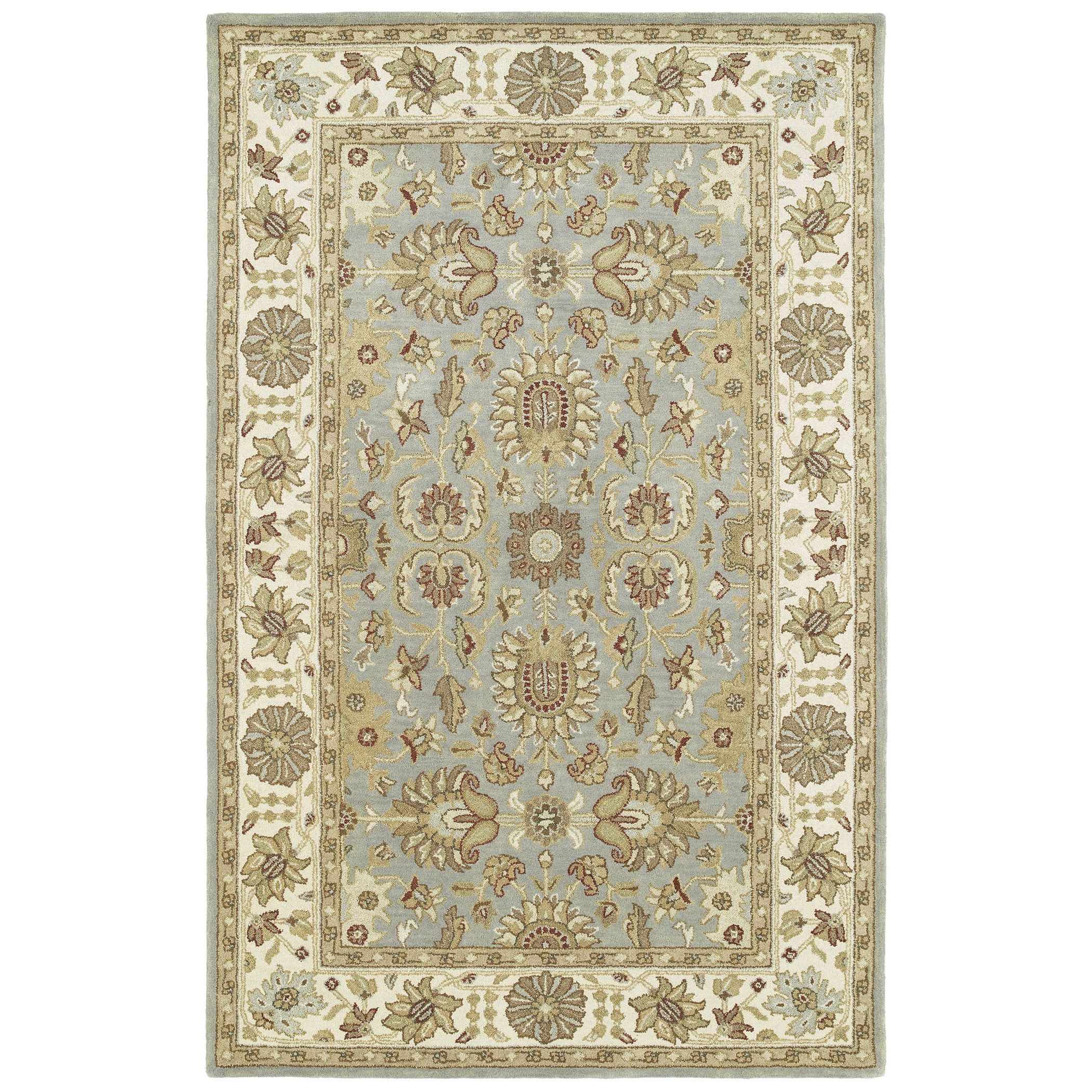 Hand tufted Anabelle Spa Blue Traditional Wool Area Rug (2 X 3)