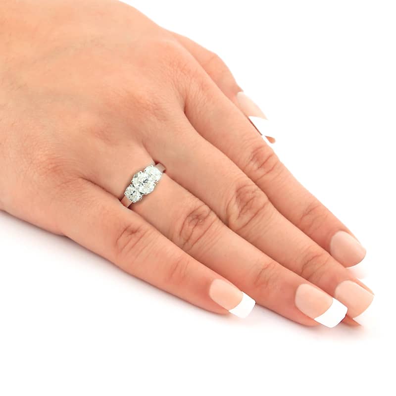 Auriya 14k Gold 2 1/3ctw 3-stone Oval Diamond Engagement Ring Certified