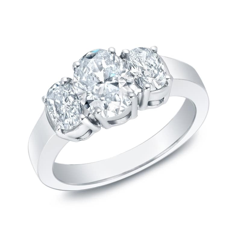 Auriya 14k Gold 2 1/3ctw 3-stone Oval Diamond Engagement Ring Certified - White - 4