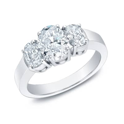 Auriya 14k Gold 2 1/3ctw 3-stone Oval Diamond Engagement Ring Certified