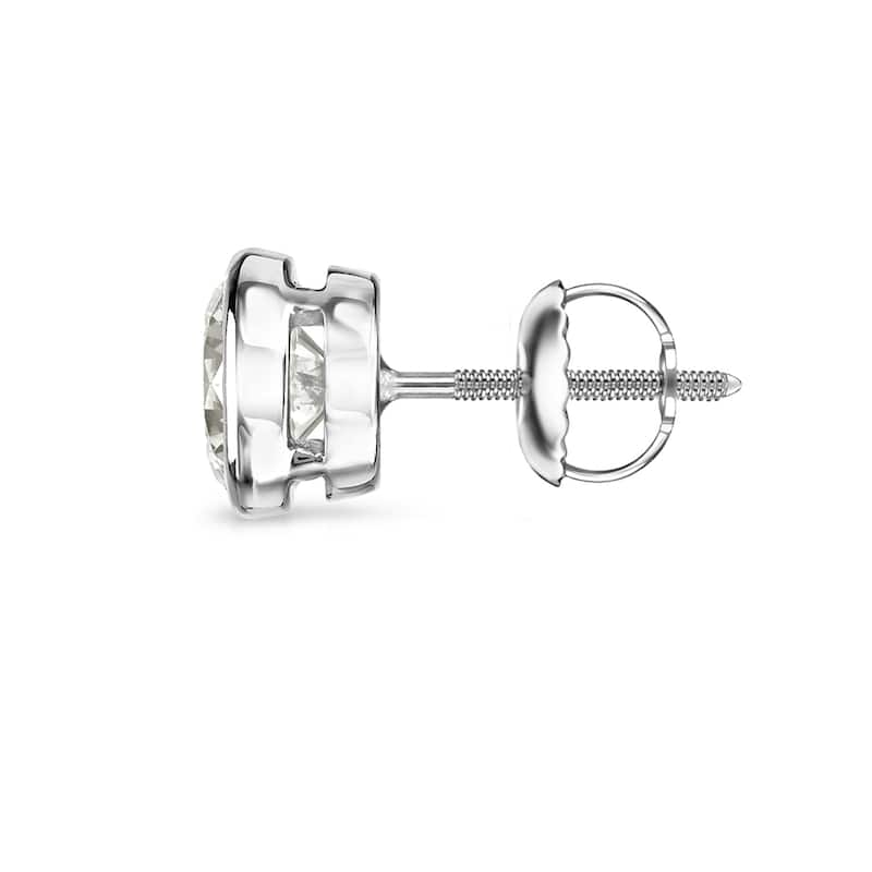 Auriya 3/4ctw Round Diamond Stud Earrings 14k Gold Bezel-set