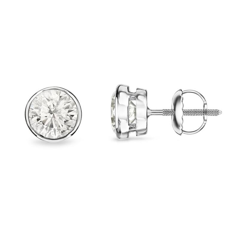 Auriya 1/3ctw Round Diamond Stud Earrings 14k Gold Bezel-set - White