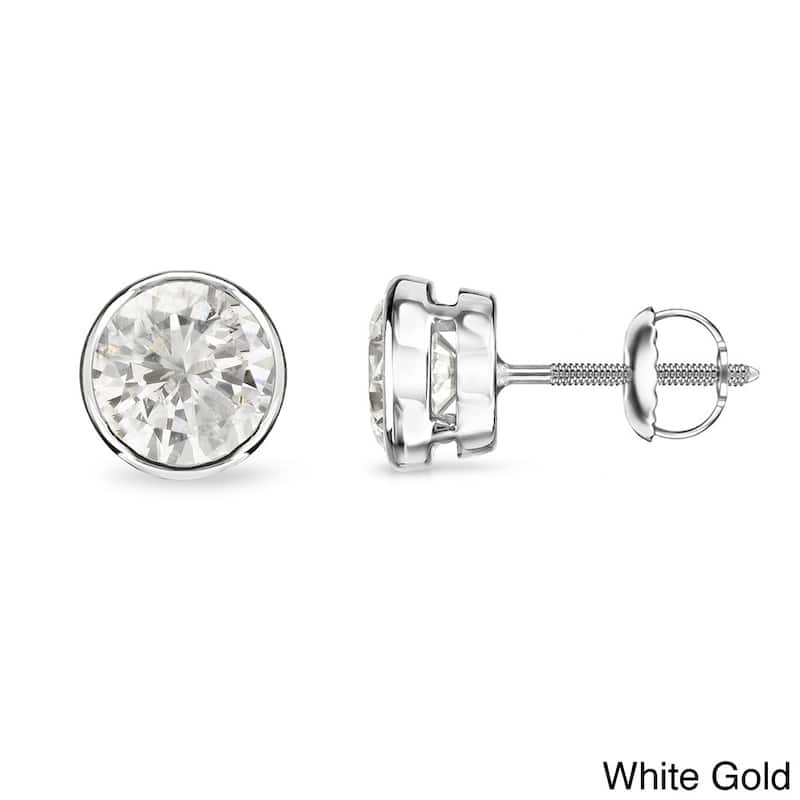Auriya 1/2ctw Round Diamond Stud Earrings 14k Gold Bezel-set (H-I, SI1-SI2) - White