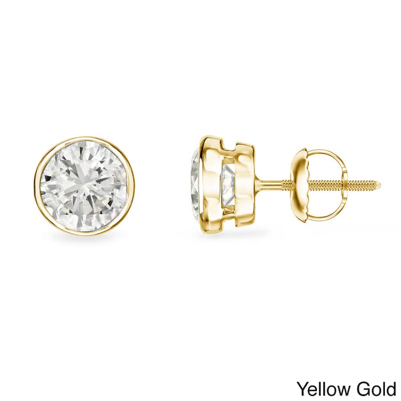 Auriya 1/2ctw Round Diamond Stud Earrings 14k Gold Bezel-set (H-I, SI1-SI2) - Yellow