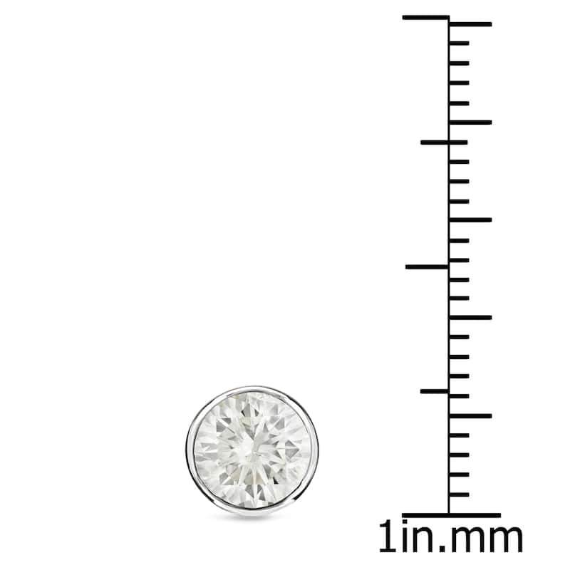 Auriya 2 carat TW Certified Round Bezel Set Diamond Stud Earrings 14k Gold (H-I, SI1-SI2) - H-I, SI1-SI2