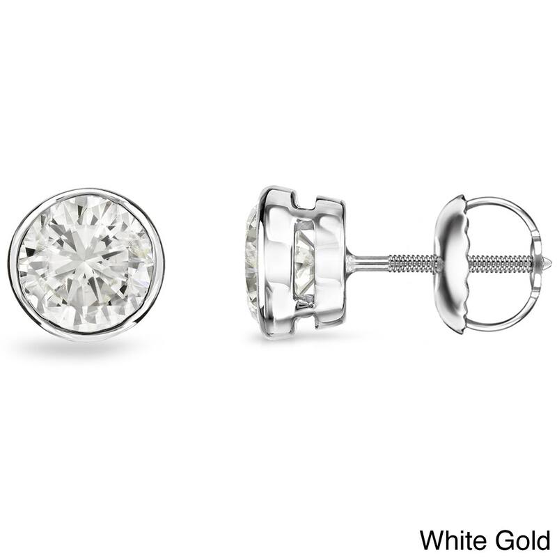 Auriya 1/4ctw Round Diamond Stud Earrings 14k Gold Bezel-set - White