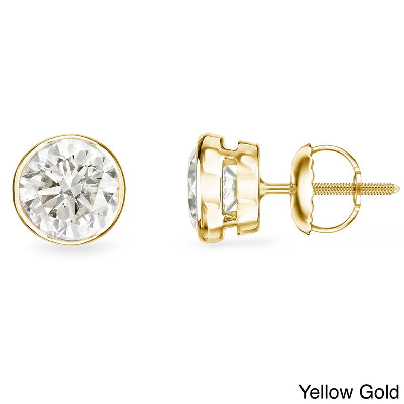 Auriya 1/4ctw Round Diamond Stud Earrings 14k Gold Bezel-set - Yellow