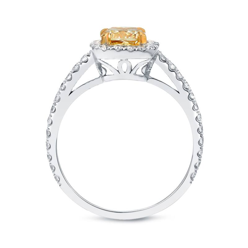 Auriya 18k Two-tone Gold Fancy Yellow 1 1/2ctw Radiant Cut Diamond Ring Certified