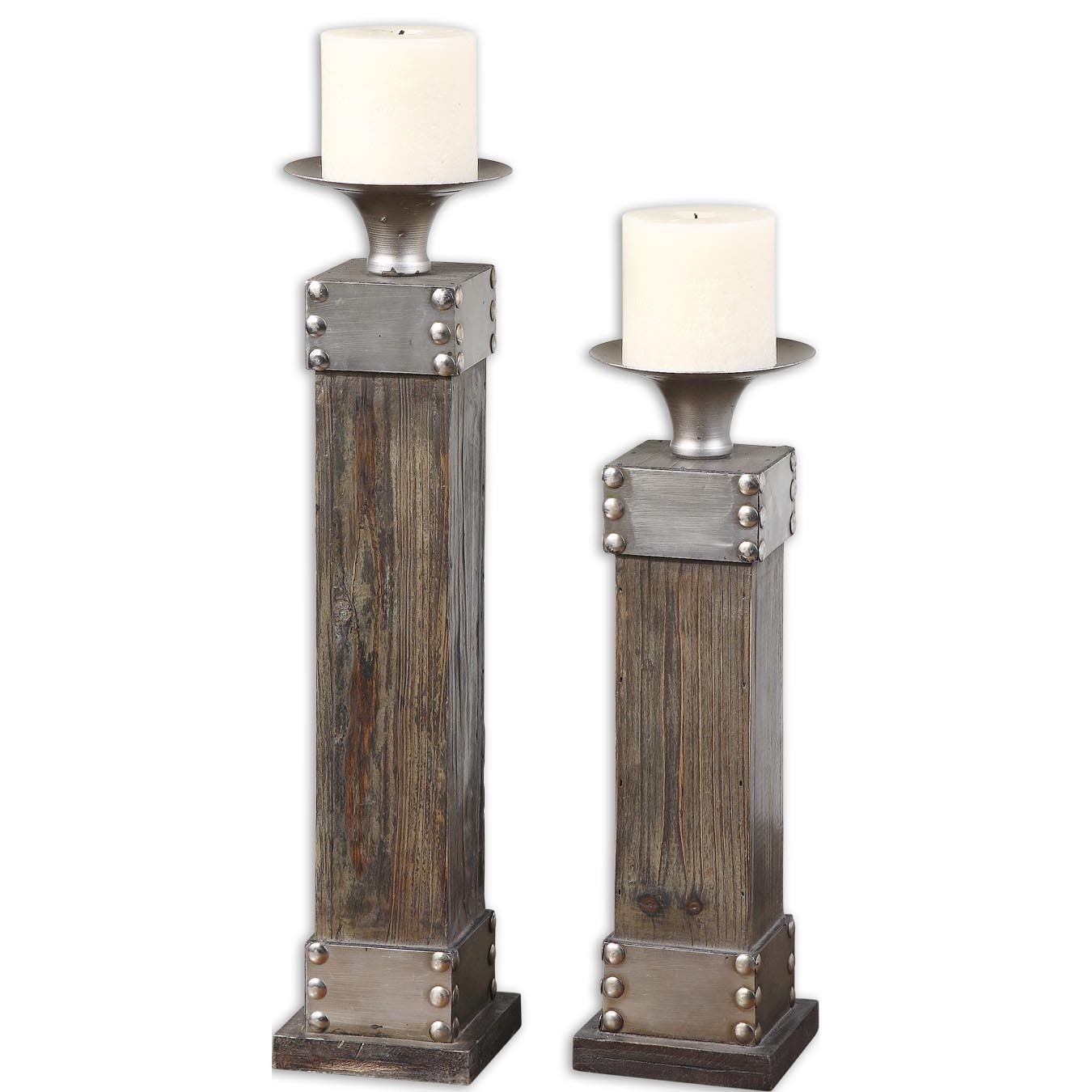 Lican Natural Wood Candleholders (set Of 2)