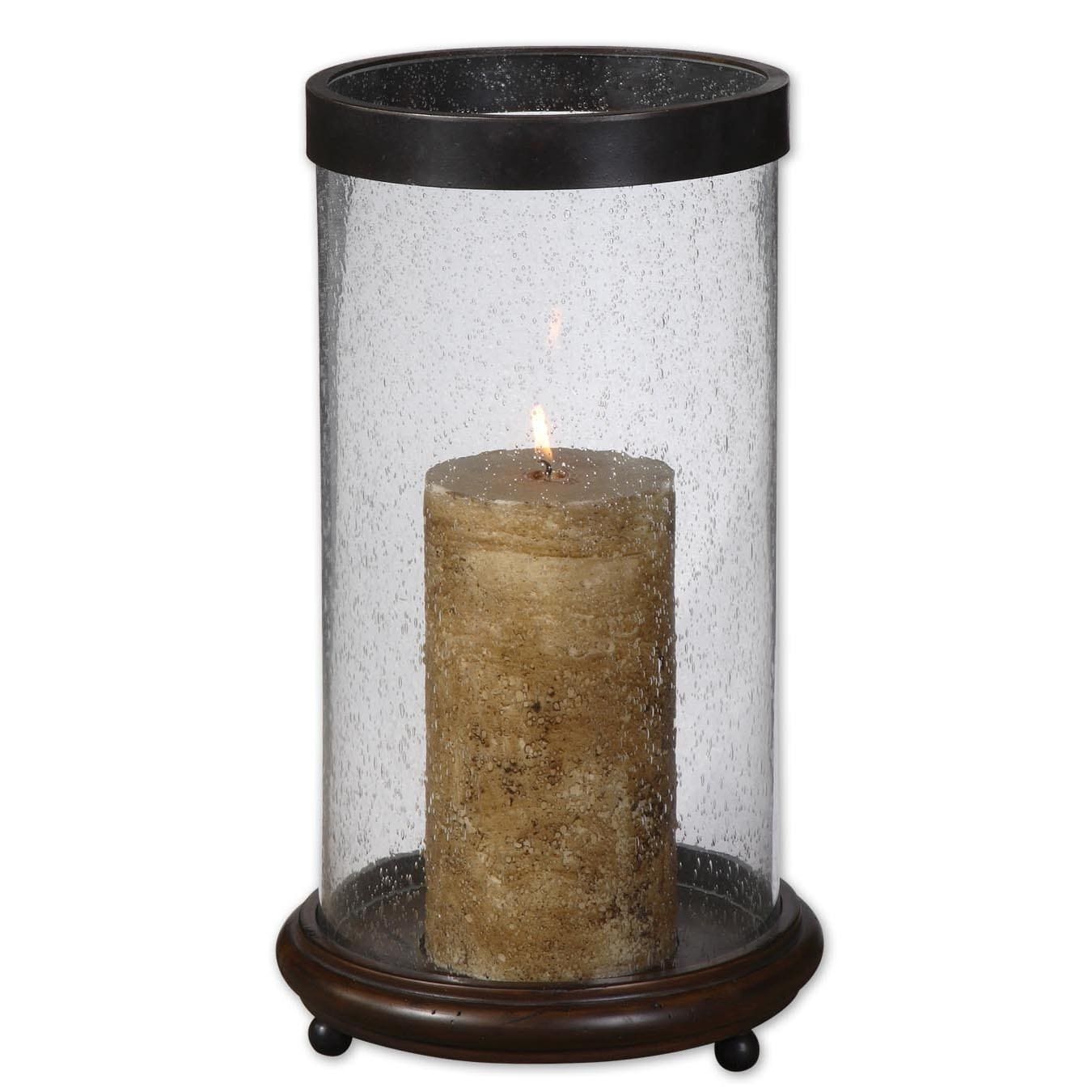 Layla Hickory Finished Wood Candleholder