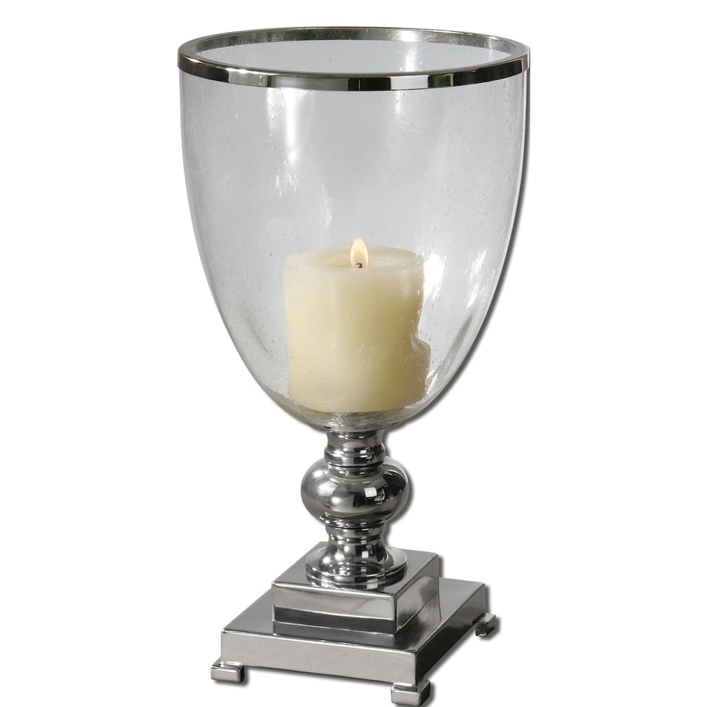 Uttermost 'Lino' Nickel Plated Clear Glass Candleholder
