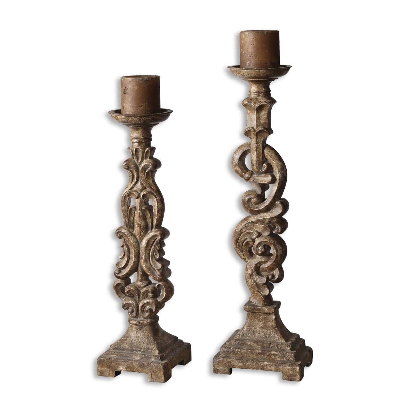 Gia Light Mocha Brown Candleholders (set Of 2)