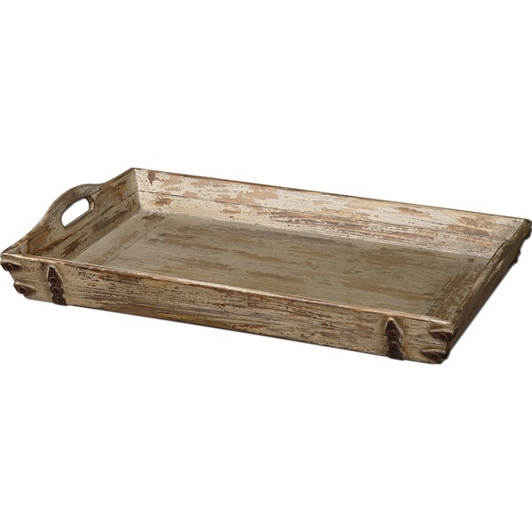 Uttermost Abila Distressed Cream Wooden Tray. Opens flyout.