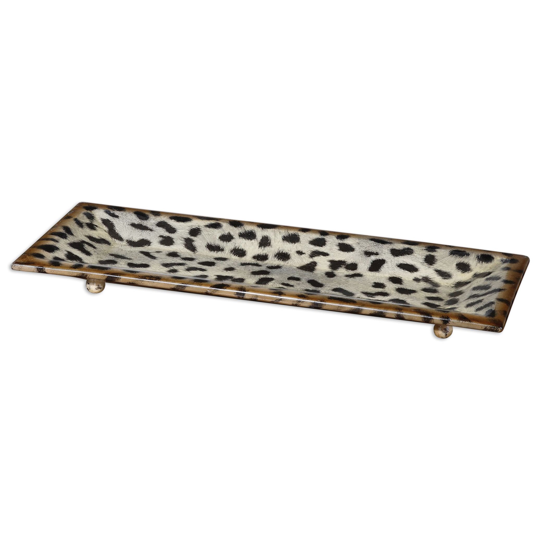 Malawi Burnished Cheetah Print Ceramic Tray