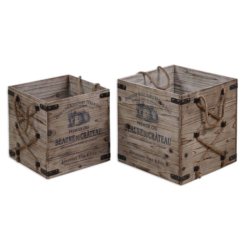 Uttermost Bouchard Rustic Wood Crates (Set of 2)