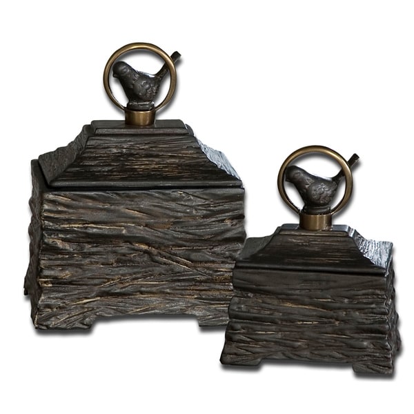 Uttermost Birdie Metallic Grey Boxes (Set of 2)