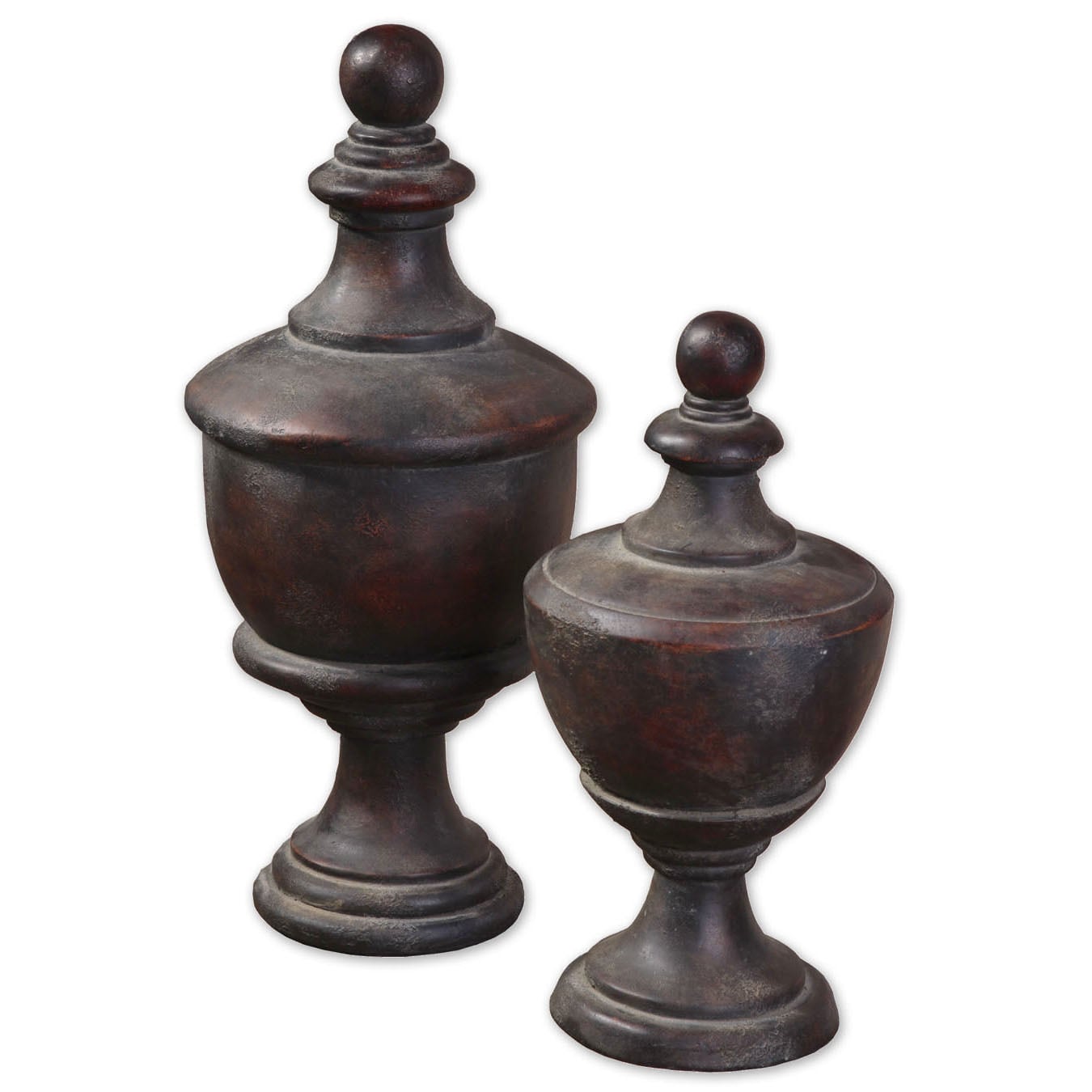 Gracelyn Antique Dark Mahogany Finials (set Of 2)