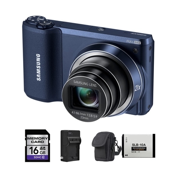 Samsung WB800F Smart 16.3MP Cobalt Black Digital Camera 16GB Bundle Samsung Point & Shoot Cameras